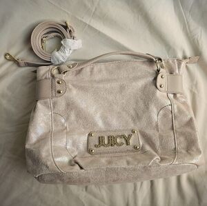 Juicy Couture Wild Card Convertible Tote - Suede Pastel Beige/Gold